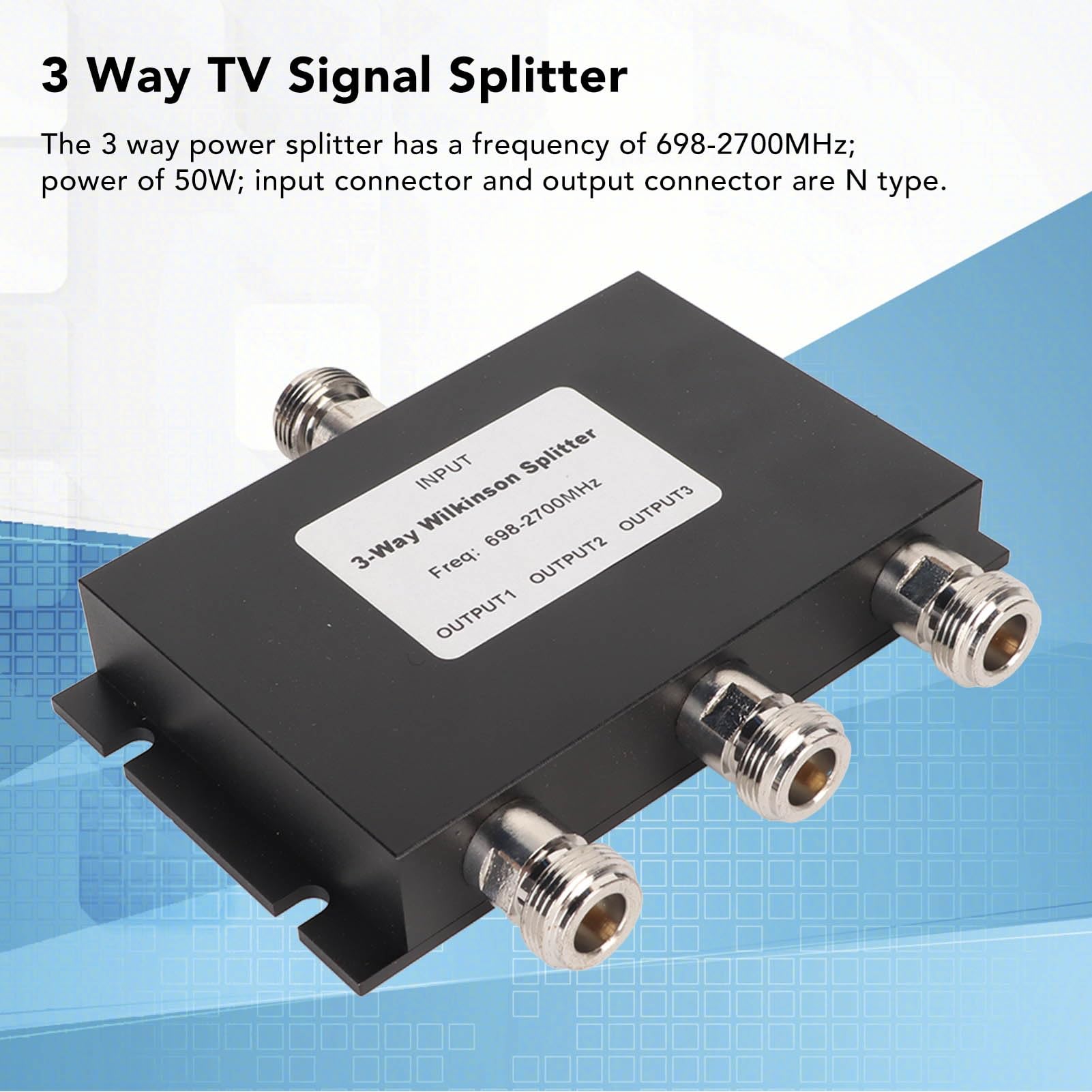 Divisore di Segnale TV a 3 Vie, Divisore di Potenza 698-2700 MHz | Sdoppiatore di potenza a 3 vie, connettori N femmina, 50 W, lega di alluminio, per amplificatore di segnale cellulare