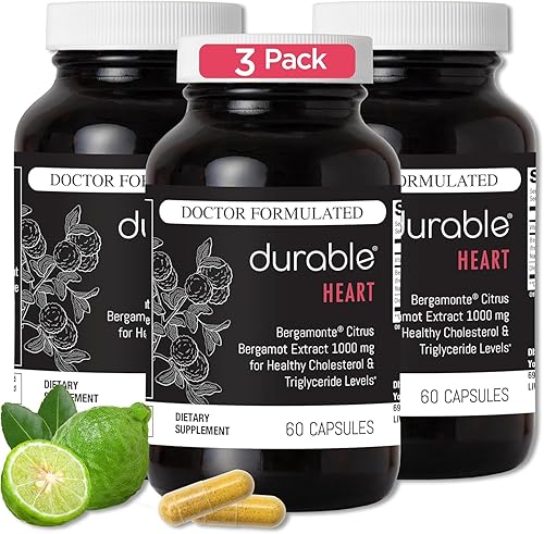 Miniatura 9 de Durable Heart 1,000 mg Extracto de Bergamonte Citrus Bergamonte y hoja de olivo extra fuerte + vitamina C sin OMG, suplementos naturales para el