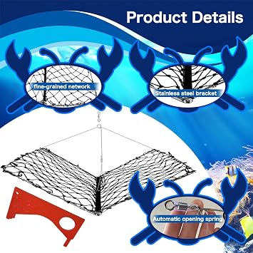 Foldable Crab Trap Castable Crabjaw with Crab Gauge and Bait Clip for Saltwater or Freshwater