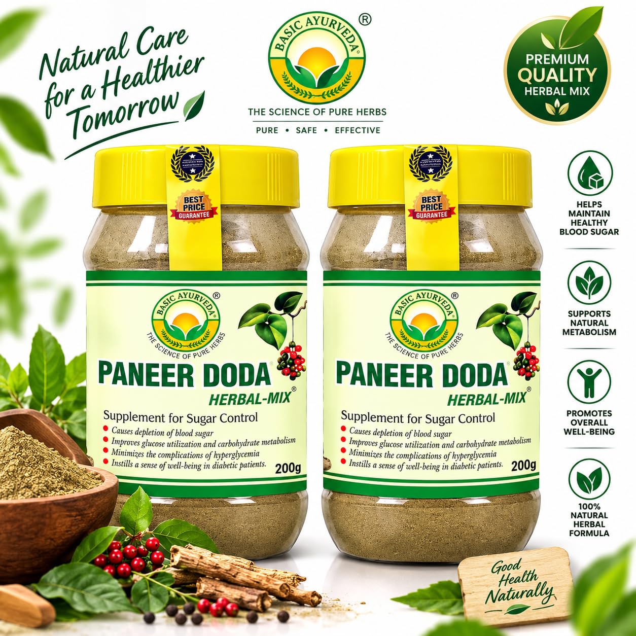 Basic Ayurveda Paneer Doda Herbal Mix Powder 200g Pack of 2 | Withania Coagulans for Wellness | Supports Immunity & Digestive Health — Amazon image 2
