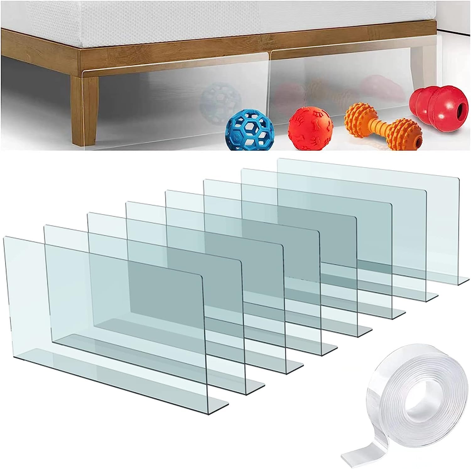 Bloqueurs de jouets pour meubles transparents 40x20cm anti-poussière lot de 8