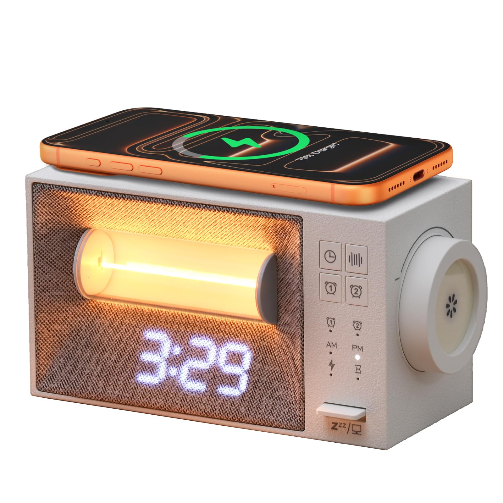 JoyGeek 4 In1 Digital Wecker mit Ladestation mit Fast Wireless Charger, Wecker Digital mit 20 Natürliche Klänge,Aufwachlicht mit Wake-up Light,Schlafzimmer Wecker digital für Schlafzimmer Schreibtisch