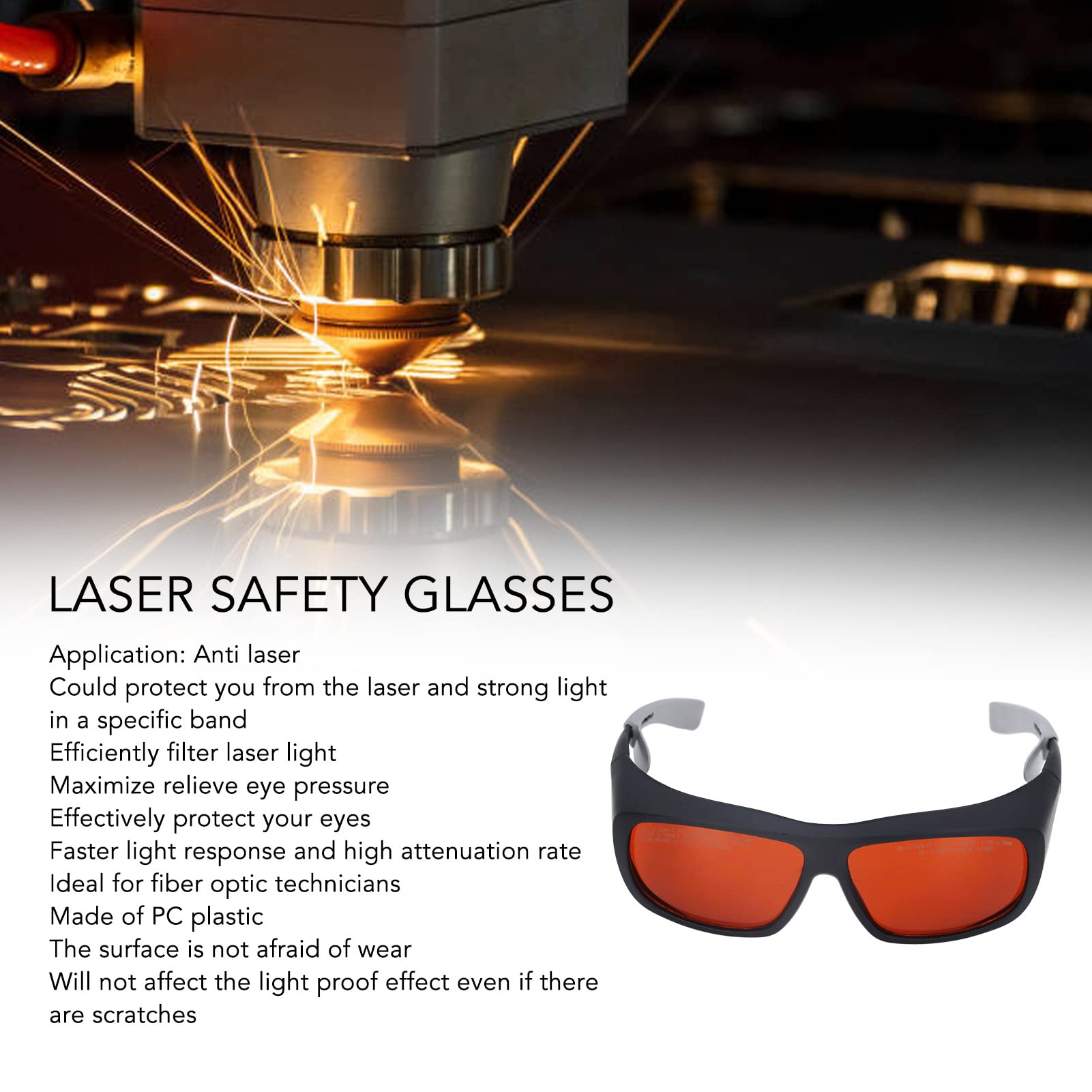 Gafas Láser de Protección para los Ojos, 180-540 Nm y 750-1100 Nm Gafas Protectoras de Longitud de Onda Gafas de Seguridad para Láser Gafas de Protección Ocular para Depilación