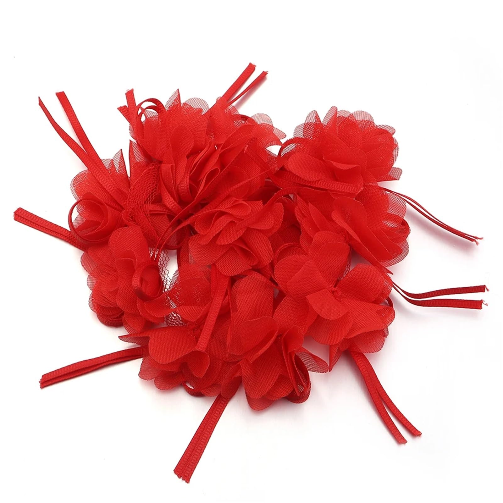 Wtaxbh Red Iron On Patches 50Pcs 5Cm Flower Chiffon Cluster Flowers For Wedding Dress Bridal Fabric Lace Trim Diy Sewing(Red)