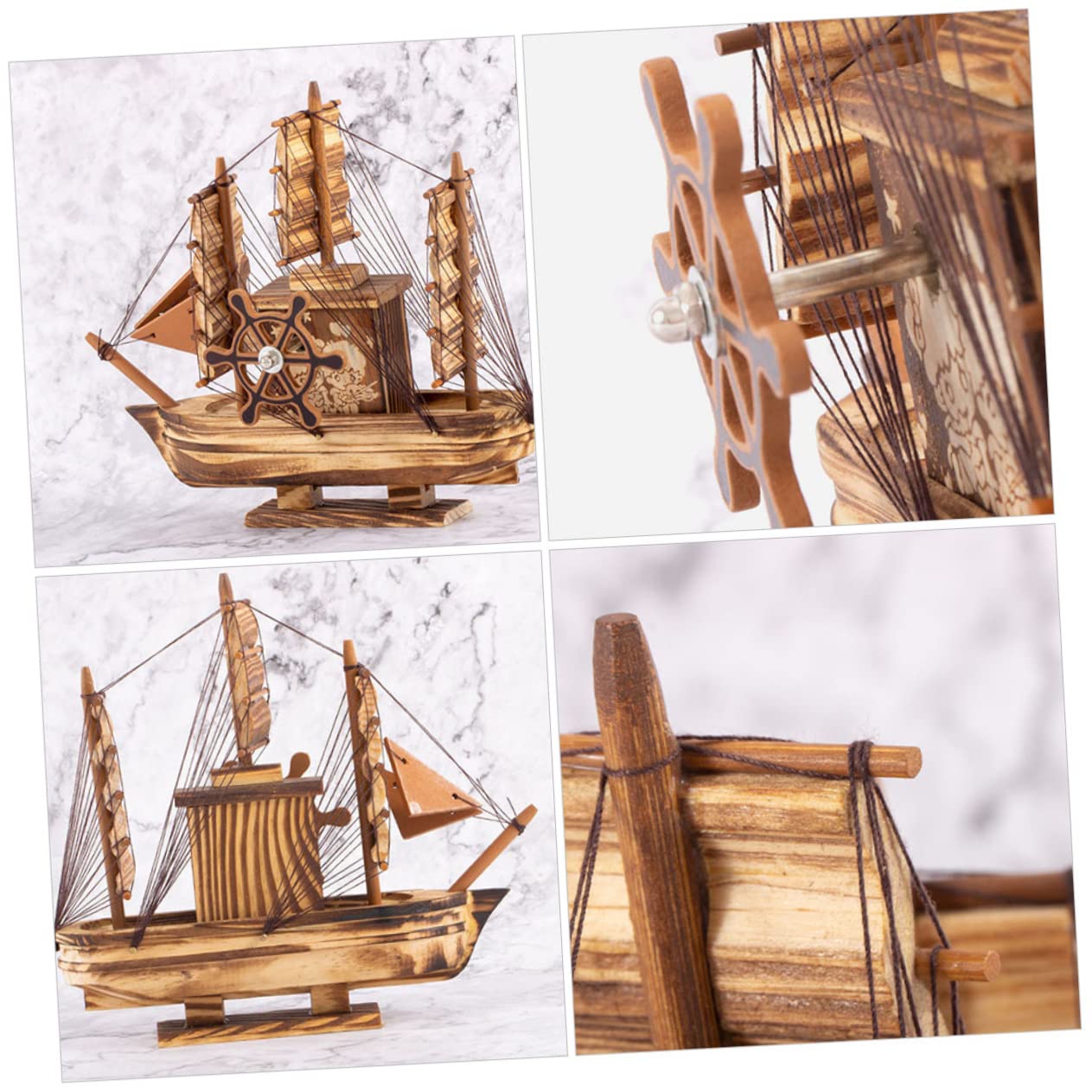 SEWACC 4pièces Décoration Miniature Bateau à Voile Bois Modèle Nautique Pour Décor De Maison Et Événements SEWACC 4pièces Décoration Miniature Bateau à Voile Bois Modèle Nautique Pour Décor De Maison Et Événements