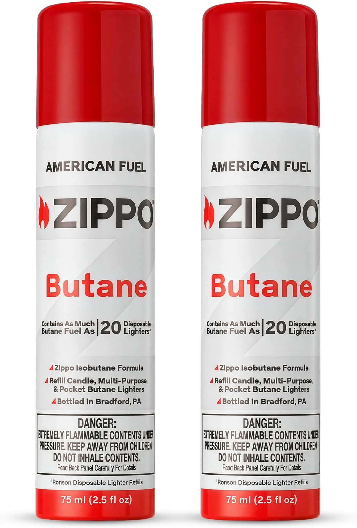 Zippo Butane Fuel Refill โ Premium High-Purity for Lighters, Torches & Inserts โ Clean Burning, Consistent Flame, Reliable Performance, Made in USA, 75ml 2-Pack