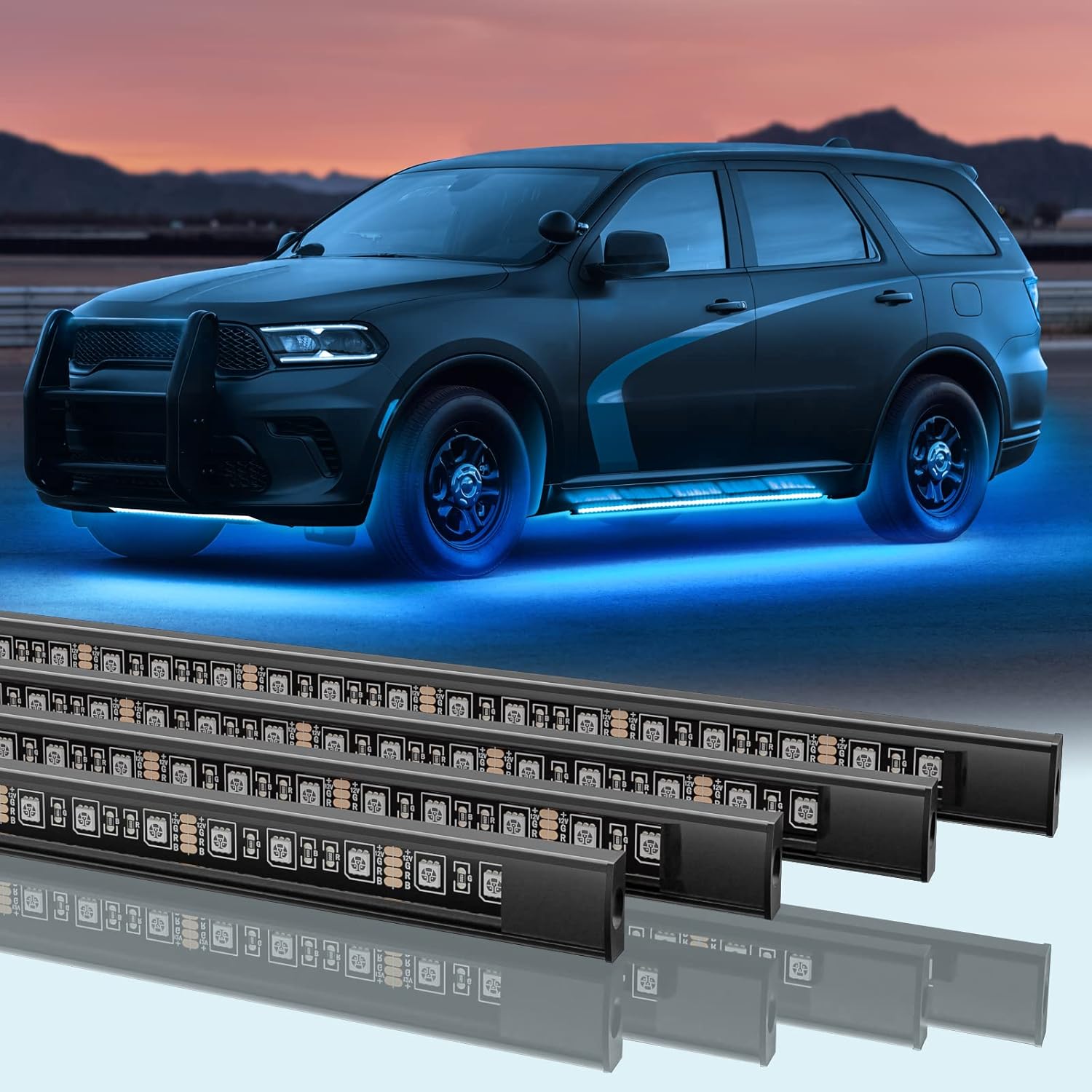 Underglow Car Lights, Led Lights for Car Exterior, Underglow Kit for Car, Truck, SUV, Golf Cart, Boat, Under Car Lights with RGB Multi Color Music Mode Smart Life APP, Underglow Lights, DC 12V
