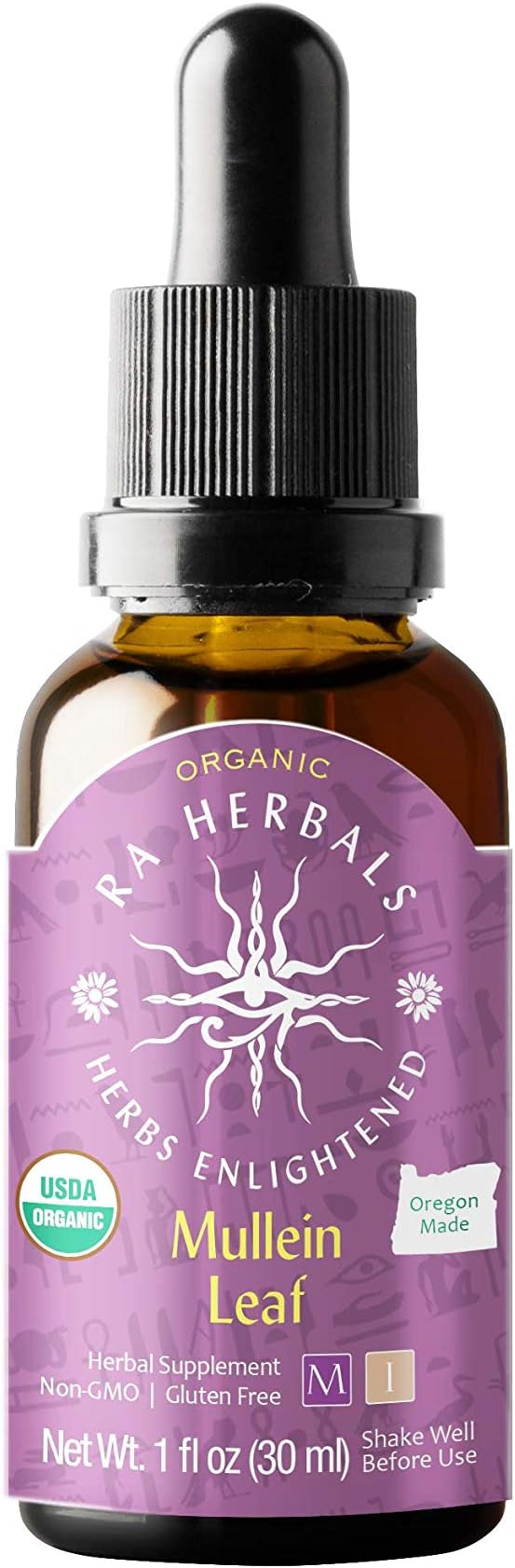 Ra Herbals Organic Mullein Leaf Liquid Extract - Respiratory System Support - 1 fl oz