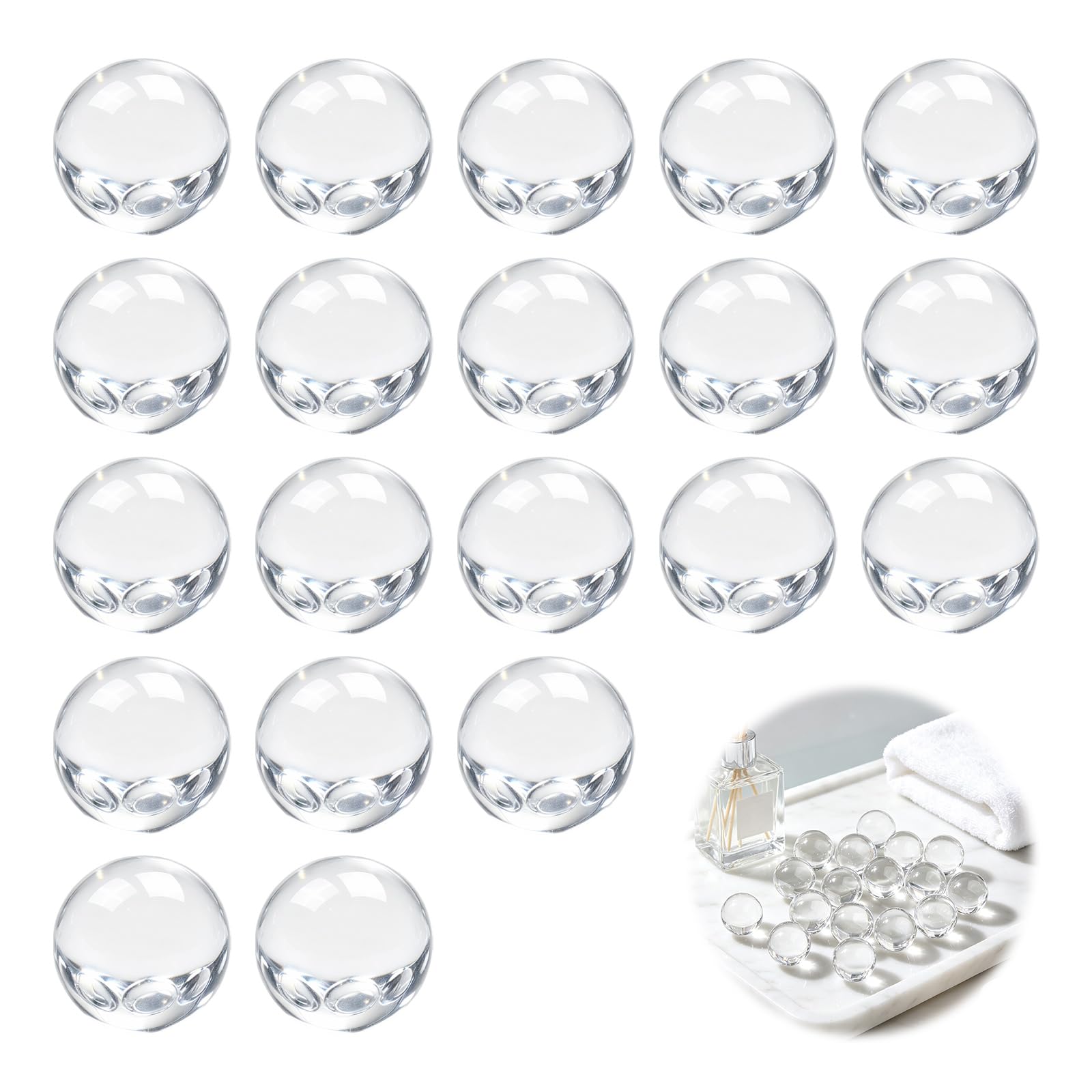Elmsley 20 PCS Clear Glass Marbles 10mm - Solid Round Mini MarbleBeads for Marble Run, Pinball Games and Solitaire - TransparentVase Fillers & Aquarium Decor for Ho