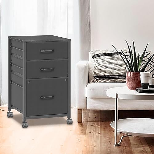 Miniatura 9 de Raybee Archivador de 3 cajones, soporte de impresora, archivador rodante para oficina en casa, gabinete de almacenamiento vertical de oficina, se