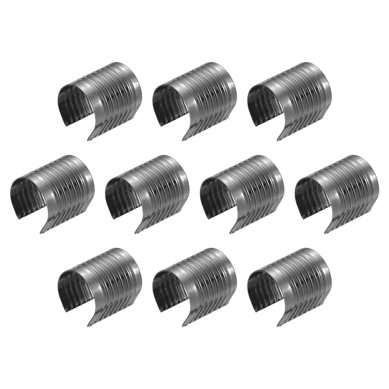 sourcing map 160Pcs Leather Rope Clips, 17 x 15mm Foldable Cylindrical Cord End Crimp Adjustable Fold Over Crimps Cord String Leather Fastener for DIY Crafts, Metallic Black