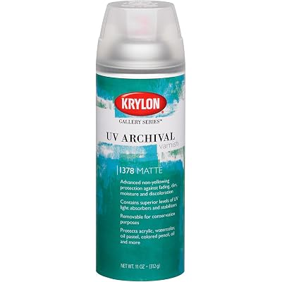 Krylon K01378000 Gallery Series UV Archival Varnish Aerosol Spray, Matte, 11 Ounce