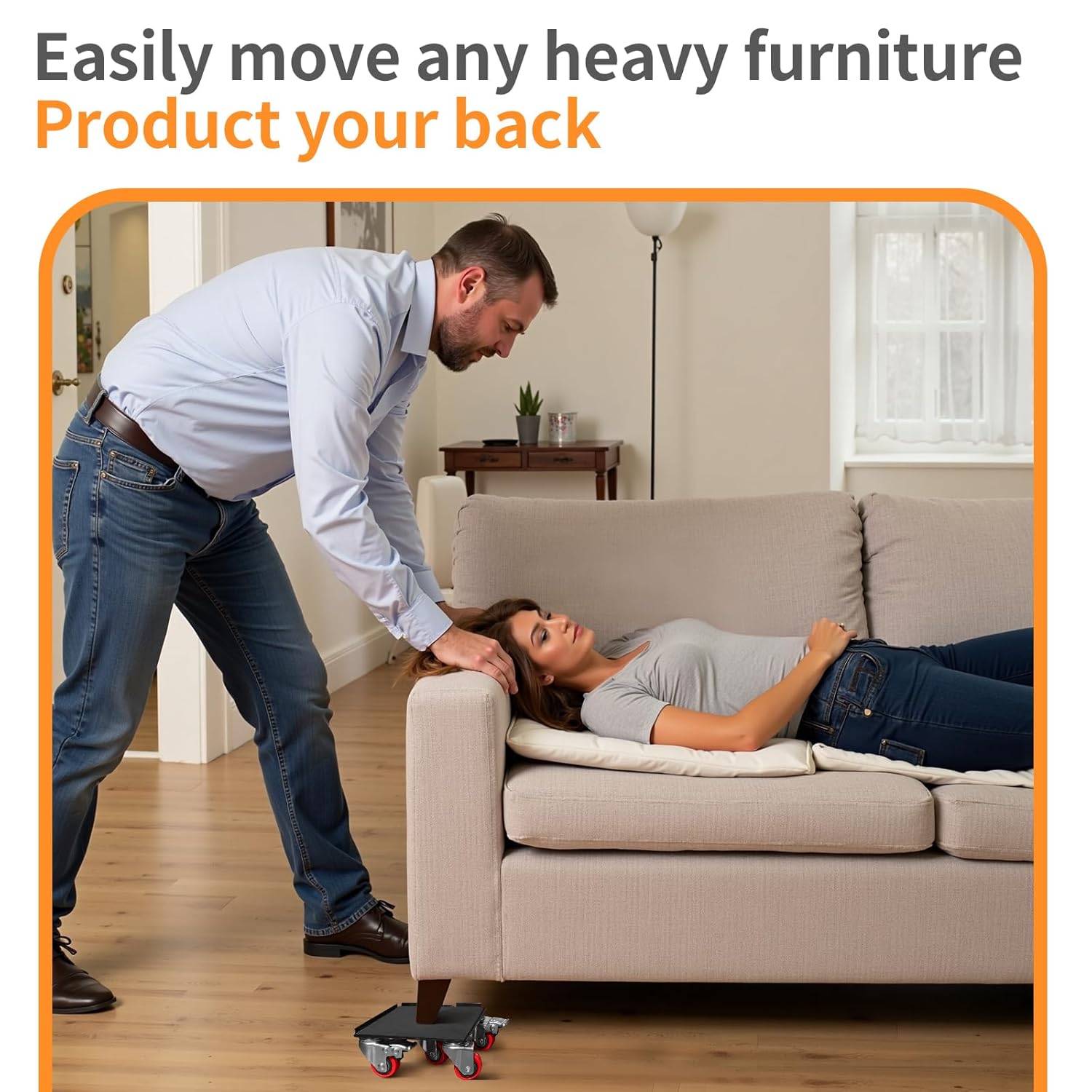 3000lb Capacity Furniture Dolly with 5 Wheels, Heavy Duty Furniture Movers Lifter Tool Set, Moving Sliders for Heavy Furniture and Appliances, 360° Rotating Wheels  Double Bearings Locks