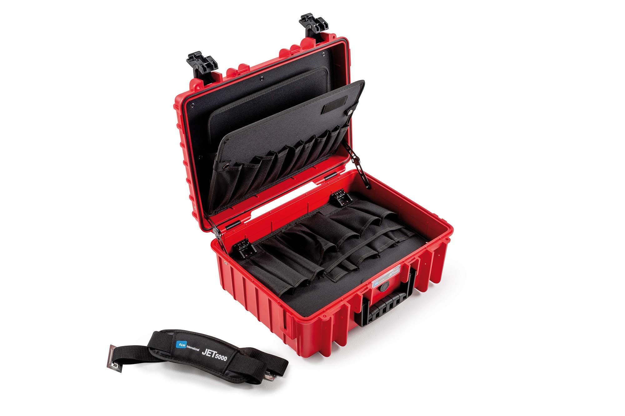 B&W JET 5000 tool case in red, with tool pockets (PP case, volume 19.1 l, 41.6 x 28.7 x 16 cm inner) 117.17/P-R, tools not included