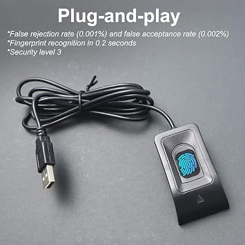 USB Fingerprint Reader for Windows | Windows Hello & 10/11, Auto Driver Install, 5ft Cable, Password-Free Login