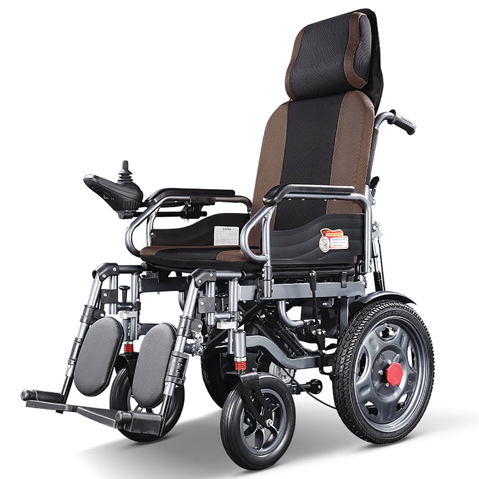 Rayaco Duty Electric Wheelchair With Headrest, Foldable And Lightweight Powered Wheelchair,Seat Width 46Cm,Adjustable Backrest And Pedal Angle,360° Joystick, Weight Capacity 120Kg
