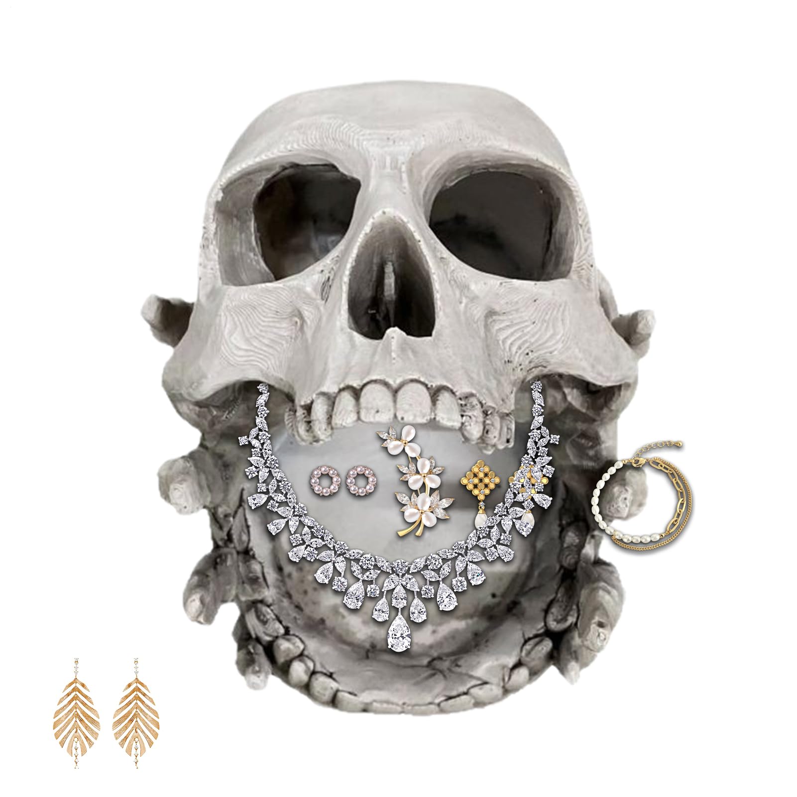 Estante para collares de calavera, el regalo original de joyería con estilo único para mujer