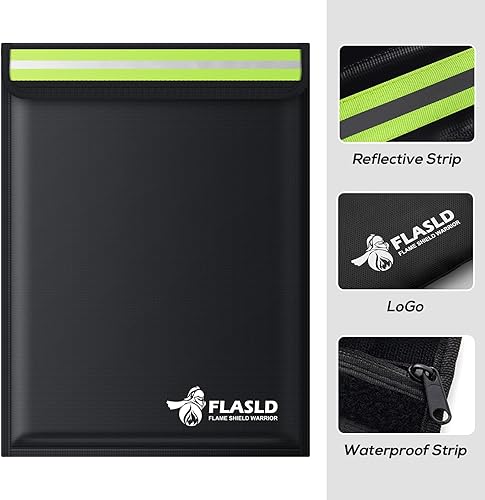 Miniatura 34 de FLASLD Bolsas de dinero ignífugas para documentos, bolsa grande ignífuga, bolsa segura para efectivo, objetos de valor y pasaporte, con Bolsa-15x11