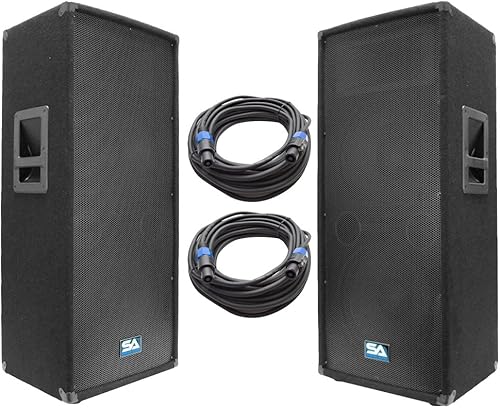 Seismic Audio - SA-122T-PKG23 - Par de altavoces PADJ duales de 12 pulgadas y cables de altavoz de 50' - Club dual de 12 pulgadas,Altavoces de fiesta
