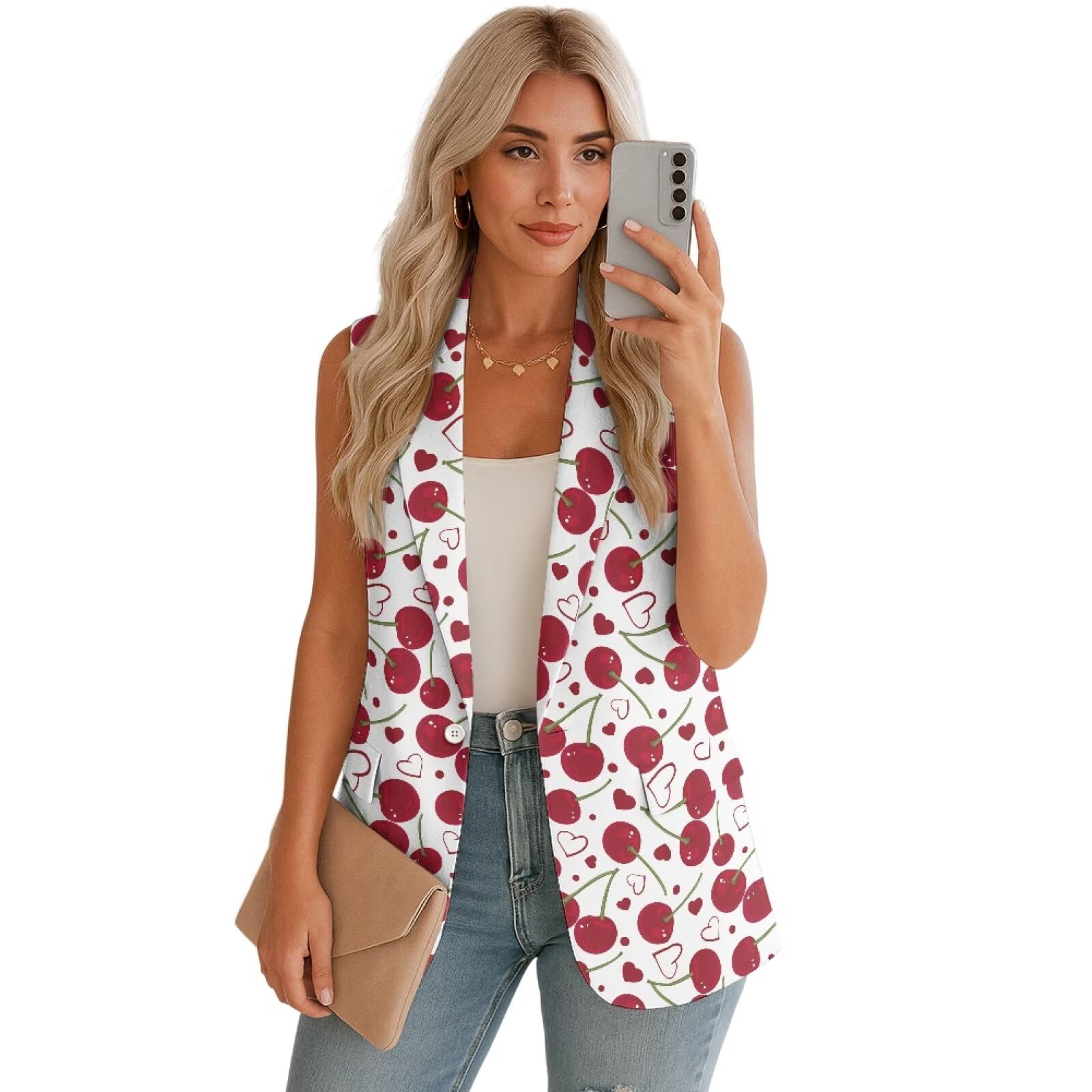 Women Waistcoats Sleeveless with Pockets V-neck Ladies Blazer Dressy Ladies Tank Tops for Spring Summer S-5XL