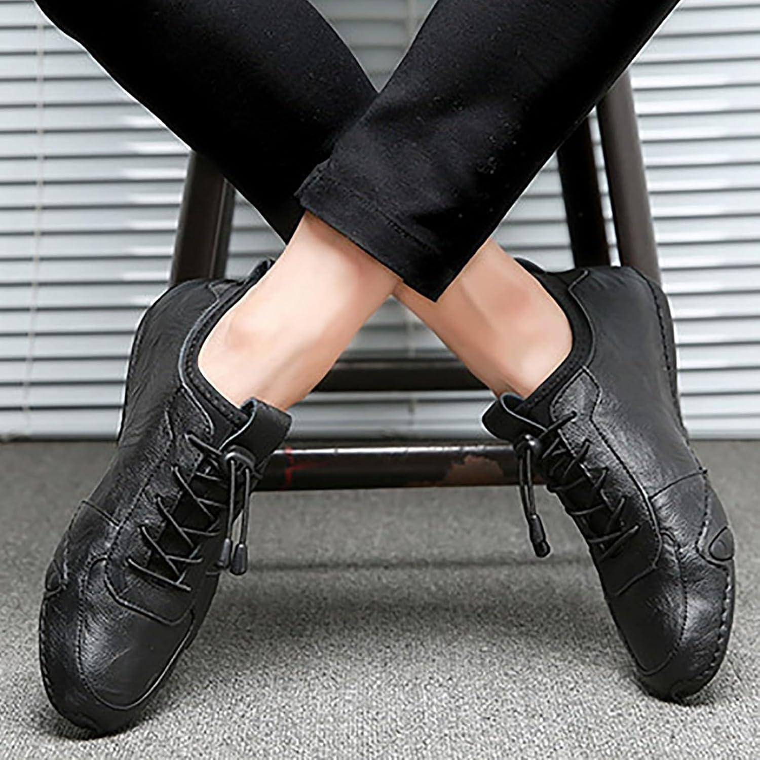 Barefoot Shoes Men Wide Toe Box Leather Shoes Gym Minimalist Weightlifting Cross-Trainer Running Hike Grounded Footwear - Image 4