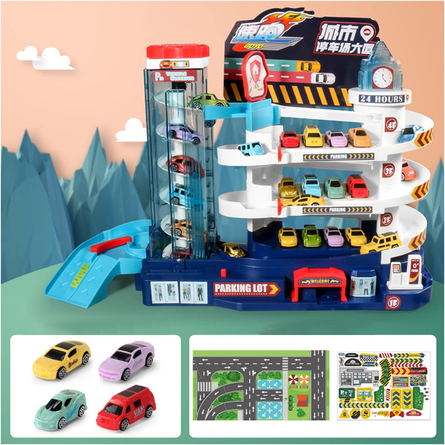 Race Rail Road Tracks,Car Adventure Toys City Parking Freewheeling Educational Toy Vehicle Puzzle Playsets Gift for Kids : Toys & Games