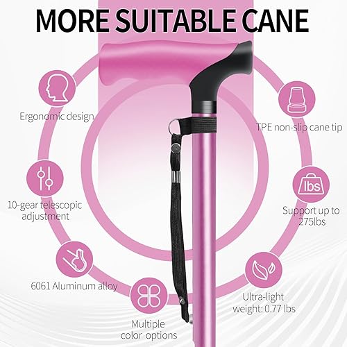 Miniatura 2 de Bastón ajustable para hombres y mujeres, mango de textura de piel, la impresión no se decolora, elegante bastón más adecuado para uso a largo plazo