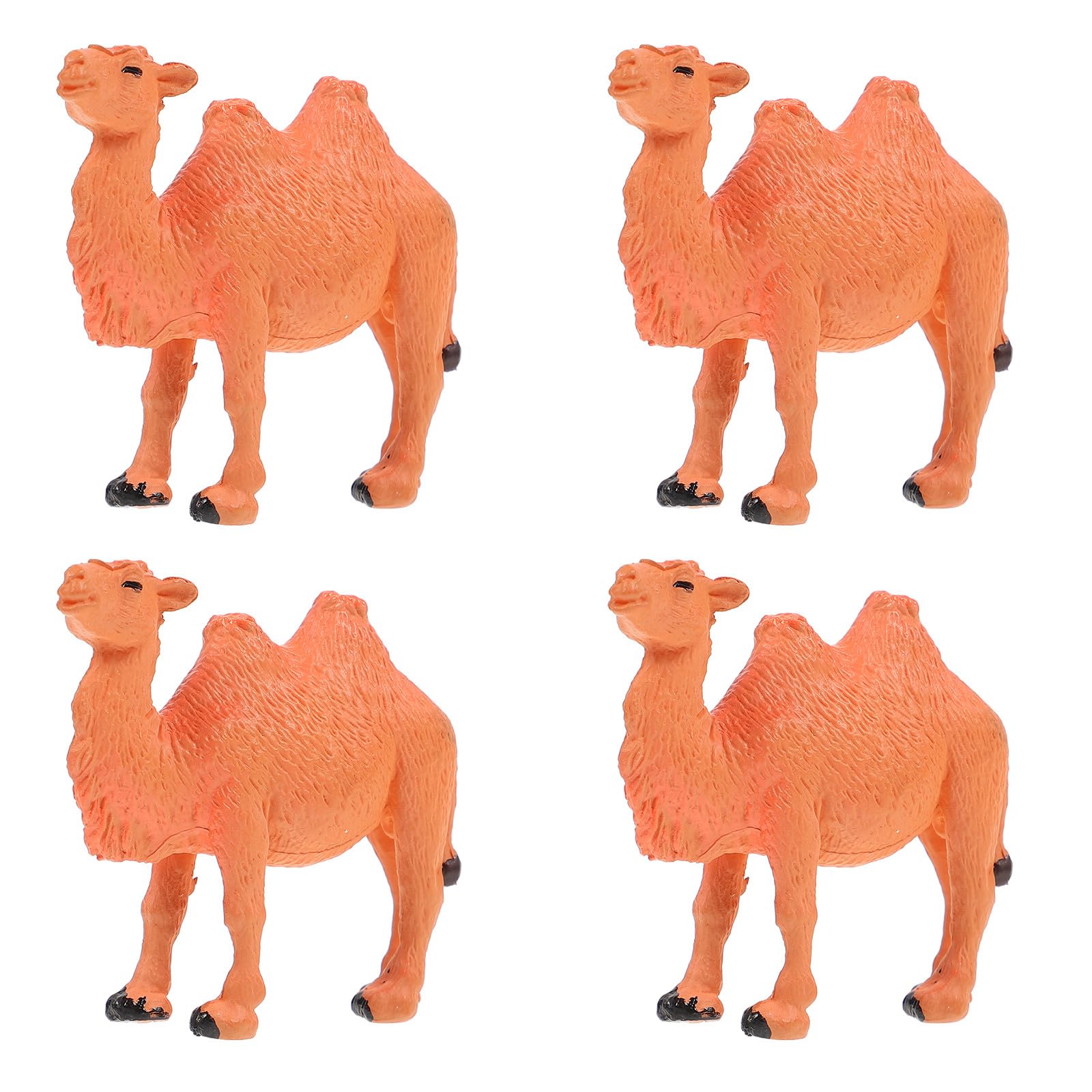 jojofuny 4pcs Miniature Camel Figures: Realistic Plastic Desert Animal Figurines - Small Camel Toys for Nativity Scene, Cake Toppers, Desk Decoration & School Projects