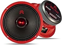 GRTSKY MX65E2 6.5" Red Bullet Midrange Speakers, 480W Peak 4 Ohm Car Truck Door Audio Pair, Premium Sound Upgrade