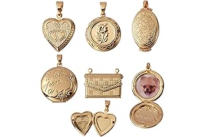 5 Pcs 5 Styles Brass Locket Pendants for DIY Jewelry Making