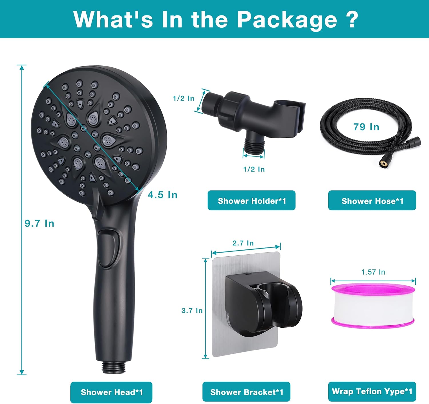 Handheld Shower Head with on off Switch&Built-in Power Spray,