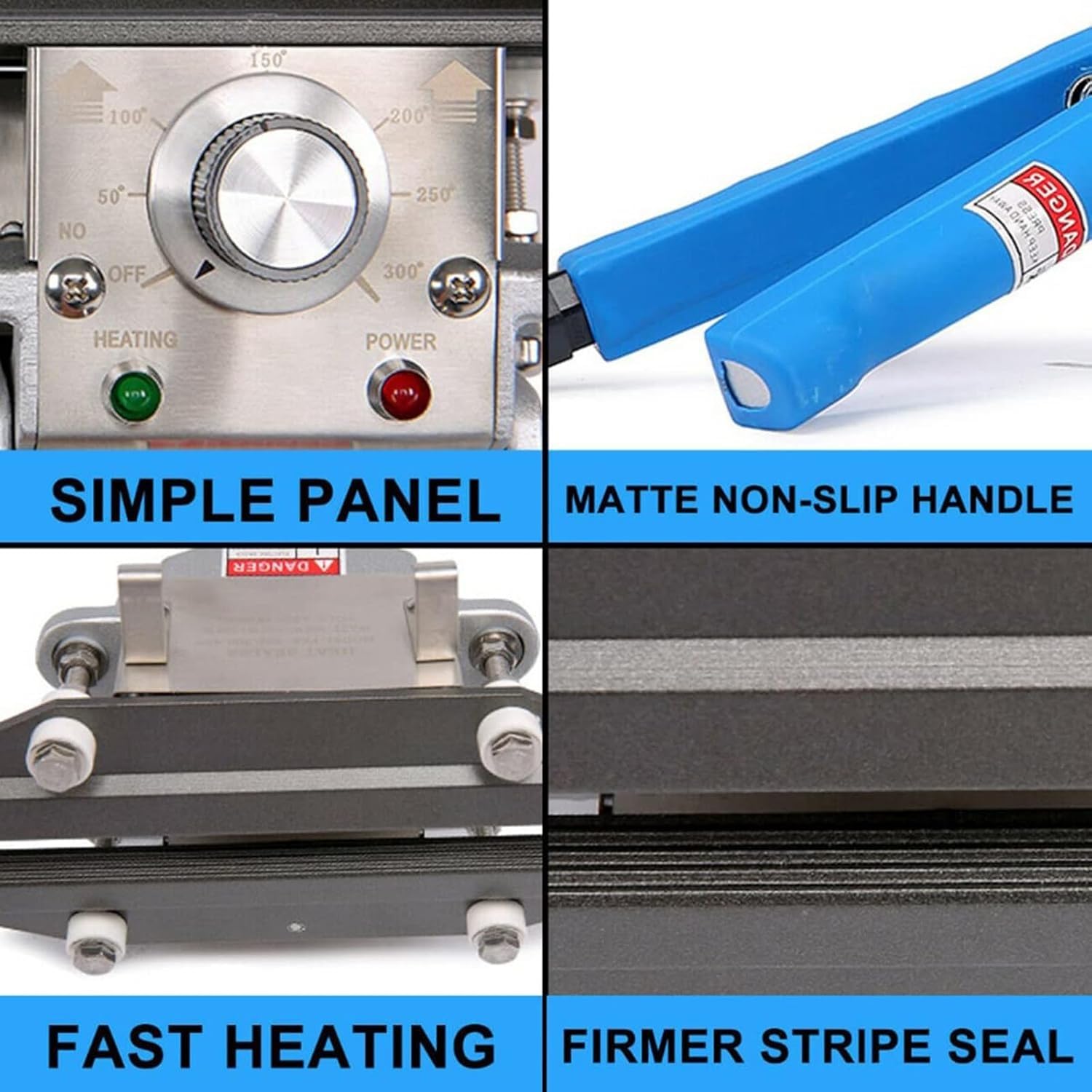 Selladora térmica portátil de mano - Selladora manual por impulso con temperatura ajustable de 0 a 300 °C, para bolsas de papel de aluminio y papel kraft(200)