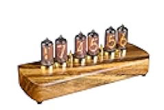 Authentic Nixie Tube Clock with Replaceable IN-14 Nixie Tubes, Temperature Sensor, Alarm Clock, High Precision, Made in Ukraine (Olive Ash) (IN-8-2, Walnut)