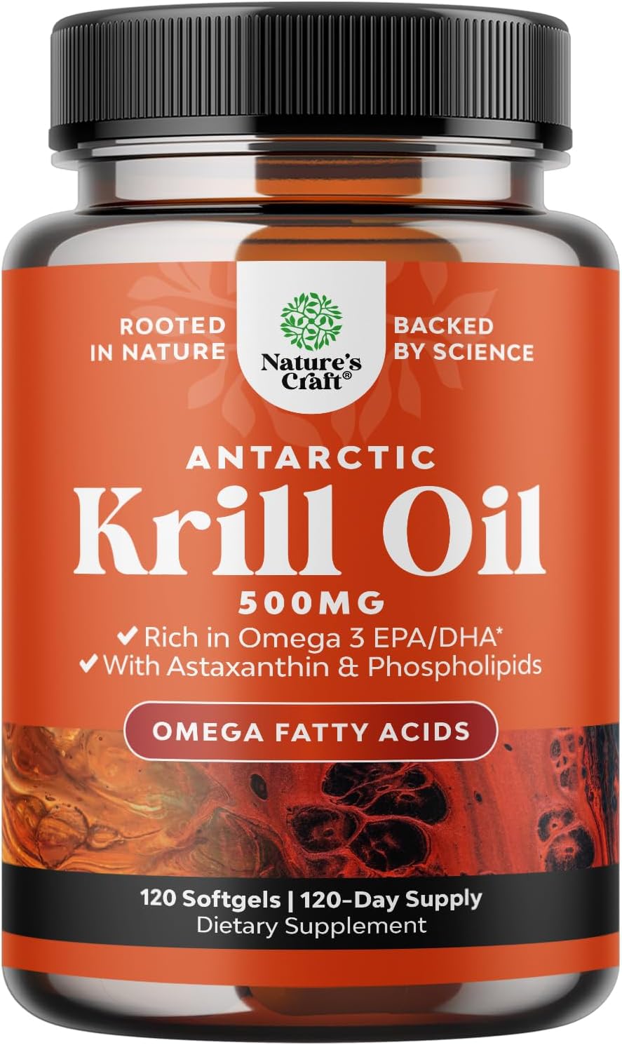 Antarctic Krill Oil 1000mg Softgels - High Absorption Krill Oil Omega 3 Fatty Acid Supplement with Potent EPA DHA Astaxanthin and Phospholipids - Wild Caught Burpless Fish Oil Omega 3 Supplement