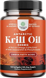 Antarctic Krill Oil 500mg Softgels - High Absorption Omega 3 Fatty Acid Supplement with Potent EPA DHA Astaxanthin and Phospholipids - Wild Caught Burpless Fish Oil Omega 3 Supplement