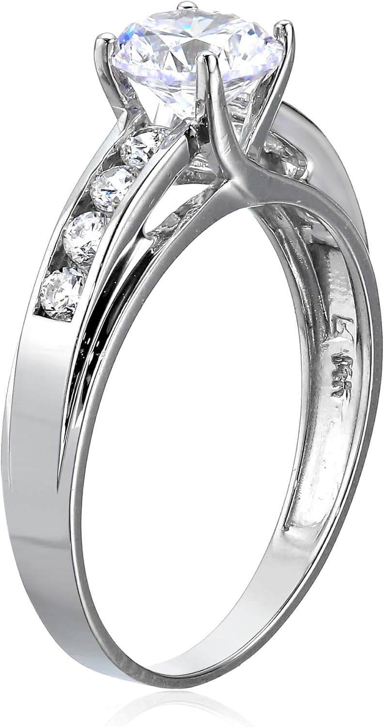 Solid 14k White Gold Solitaire Round CZ Cubic Zirconia Engagement Ring 1.5ct