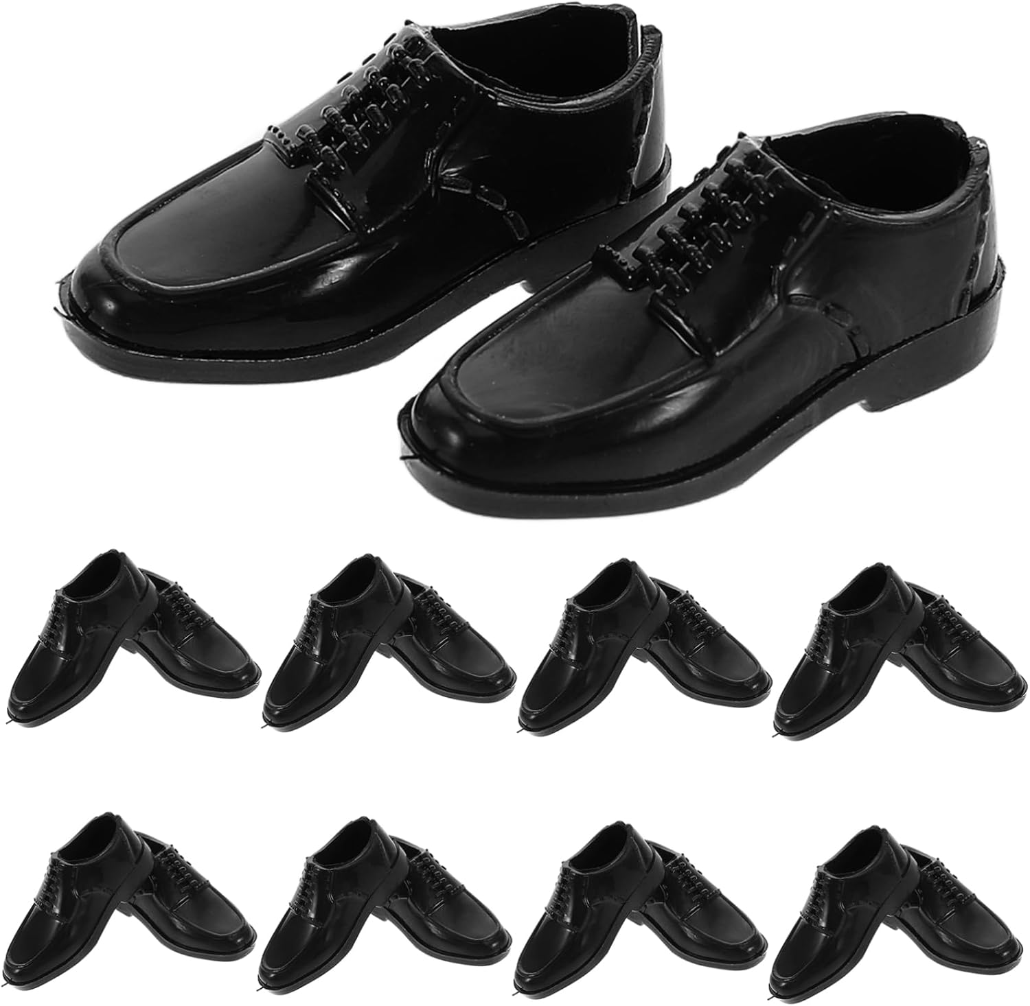 TOYANDONA 10pairs Miniature Black Shoes for Dolls Elegant Prince Style Dress up Shoes for Scale Male Dolls for Dollhouse Decor and Micro Landscape Ornaments