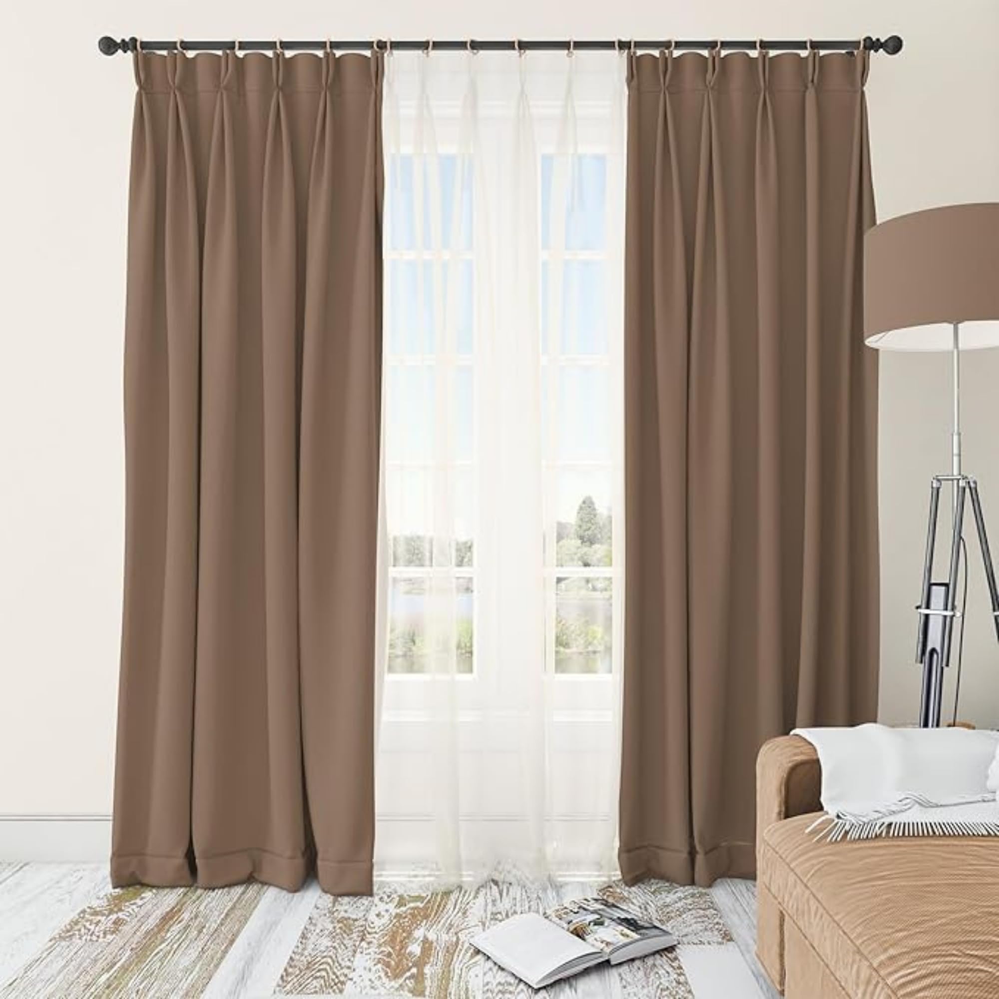 Lot de 50 anneaux en bois de hêtre naturel faits à la main pour tringle de 2,5 à 5,1 cm, diamètre intérieur de 5,6 cm, beige