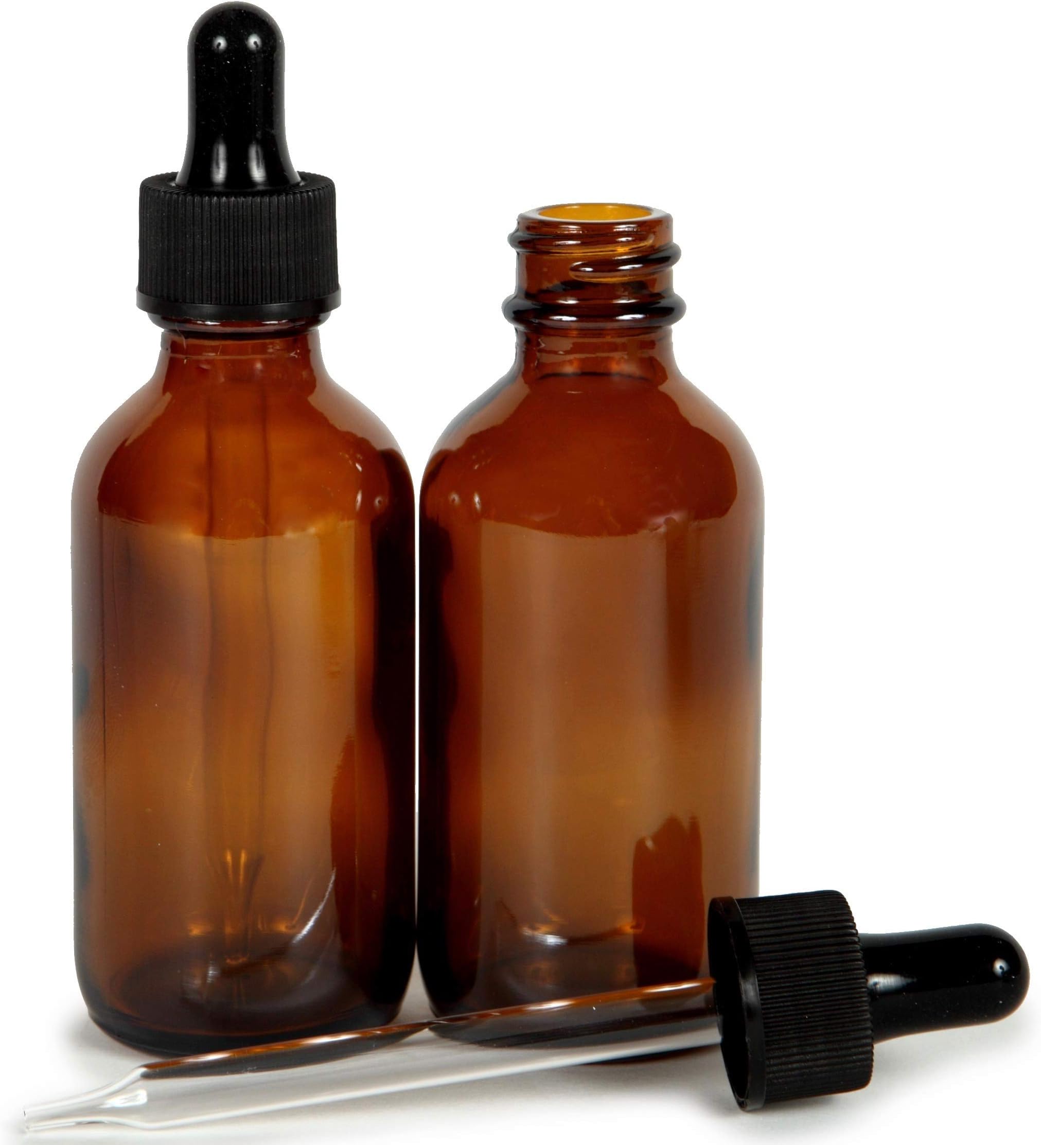 VivaplexAmber, 2 oz Glass Bottles, with Glass Eye Droppers - 2 pack