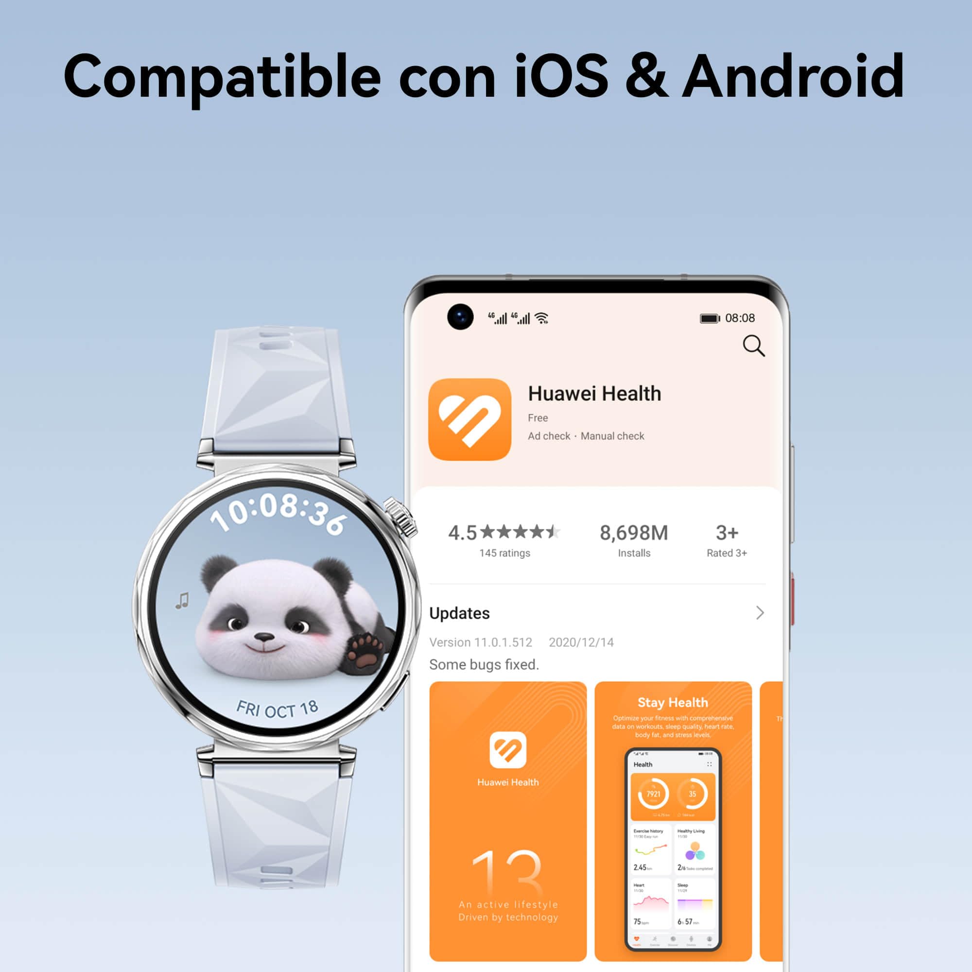 HUAWEI Watch GT 5 46mm Smartwatch, Silueta con Diseño Sofisticado, Nueva Experiencia Running y Ciclismo, Seguimiento de Salud, 14 Días de Duración de la Batería, iOS & Android, Azul
