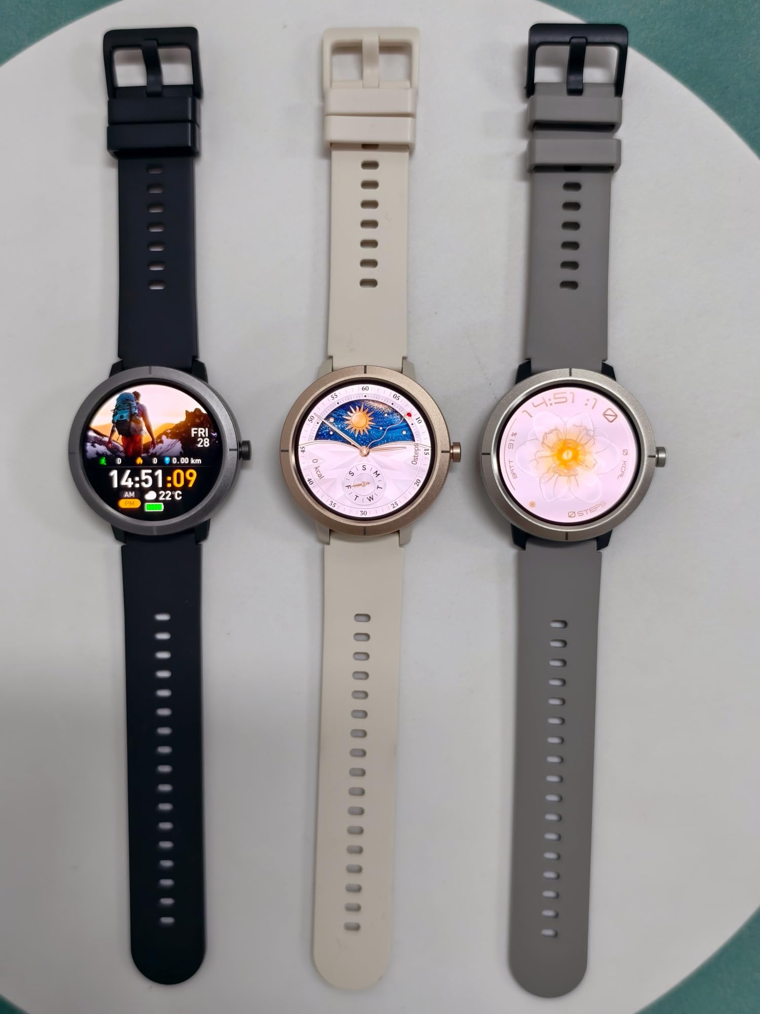 AIEK Montre Connectée Femme GPS, Écran AMOLED 1.32" Étanche Smartwatch Sport, Android iOS, Idéal pour la Randonnée/la Course à Pied/la Natation,Santé Au Féminin/Fréquence Cardiaque/Sommeil (Or)