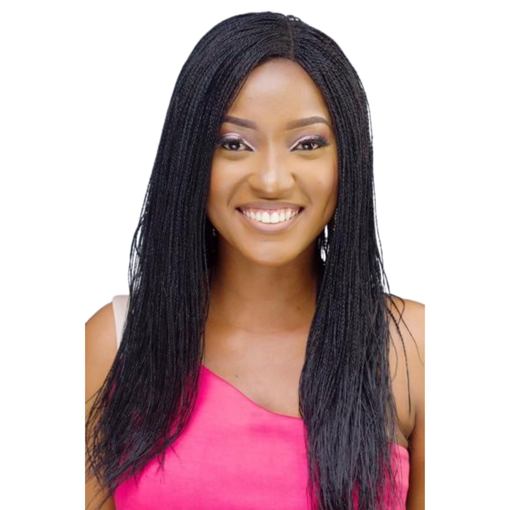 Wow Braids Twisted Wigs, Braided Wigs for Black Women, Micro Million Twist Wig With Glueless Swiss Lace Closure Cap , Synthetic, Natural Neat African Handmade Senegalese Braid Wigs - 18” / Black