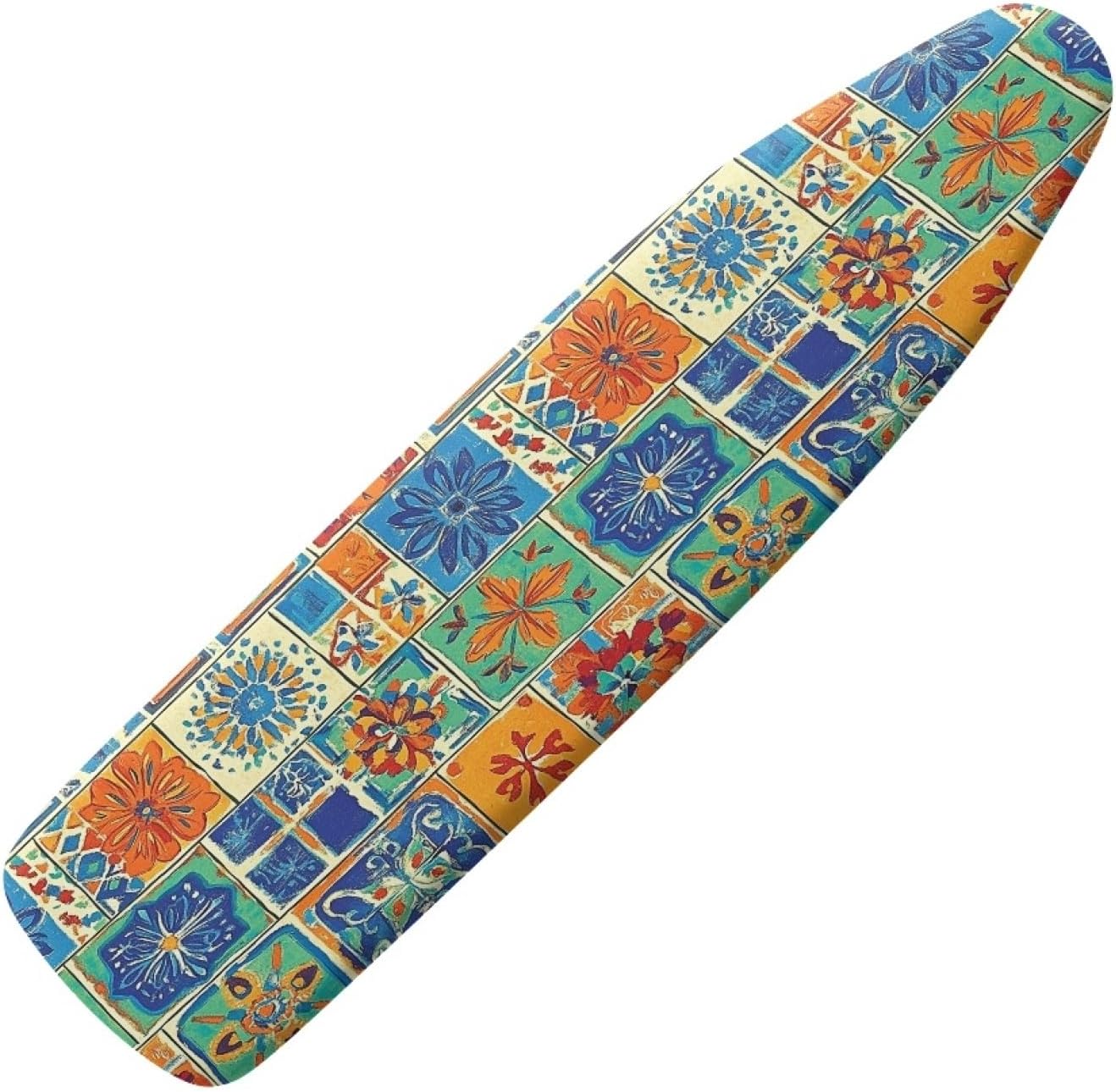 Large Ironing Board Cover and Pad 59x19 Bohemian Blue Iron Table Cover with Padding,Extra Wide,Resist Scorching and Staining,Heatproof,Adjustable Fastener Durable Stain