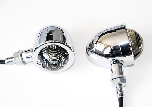 Miniatura 3 de OZ-USA Panhead Smoke Cromo Señal de giro Universal Cruiser Chopper Custom Cafe Racer XL