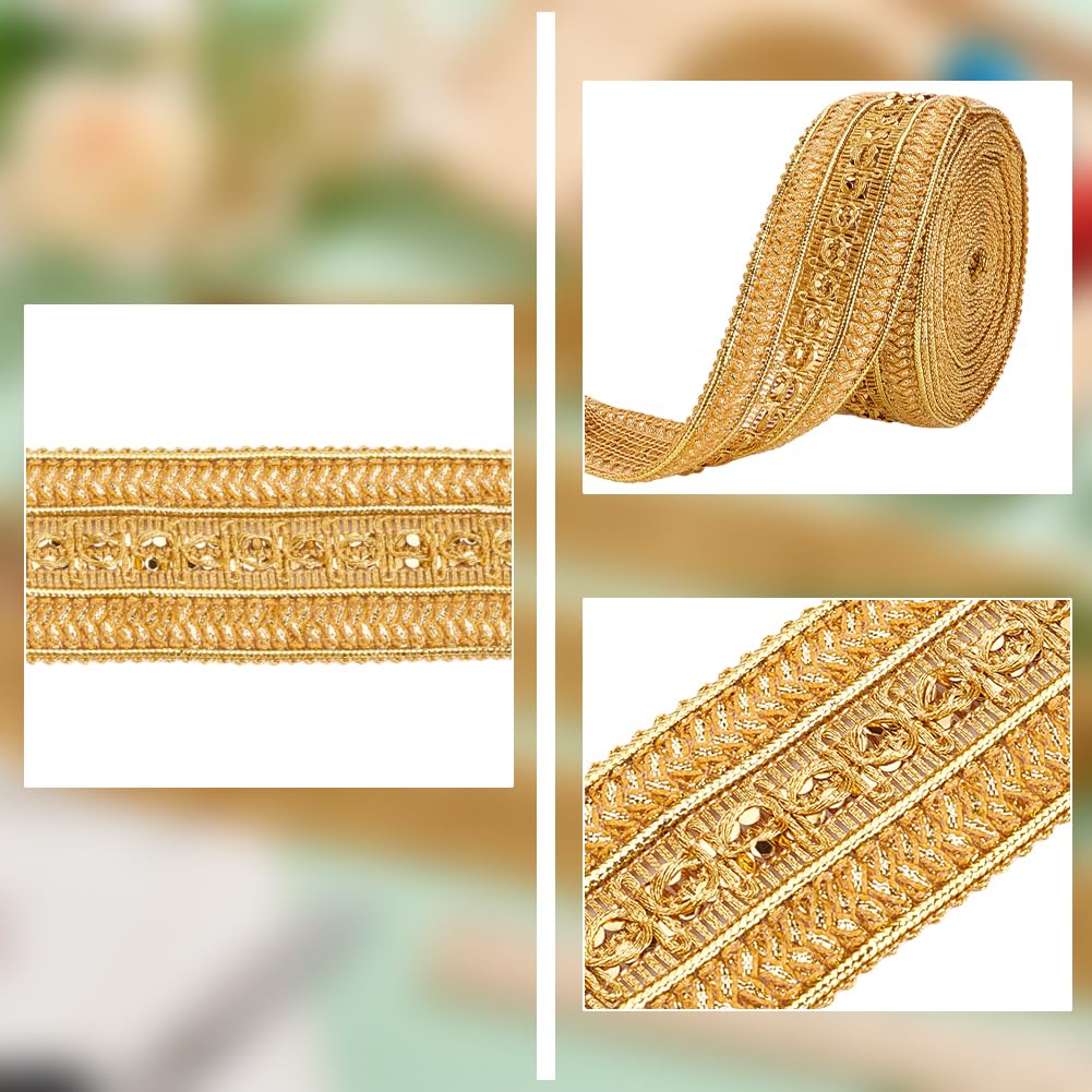 MAYJOYDIY Galon Doré 20m - Bordure Dentelle Tressée 5mm Fils Métalliques Dorés Pour Couture Et Décoration