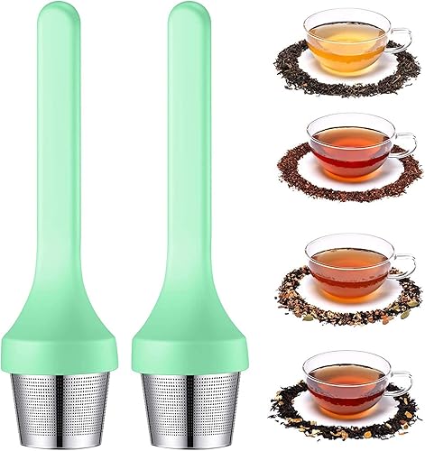Infusor de té, filtro de malla extrafina, mango de silicona, perfecto para té de hojas sueltas o té de hierbas para tazas y tetera, fácil de limpiar