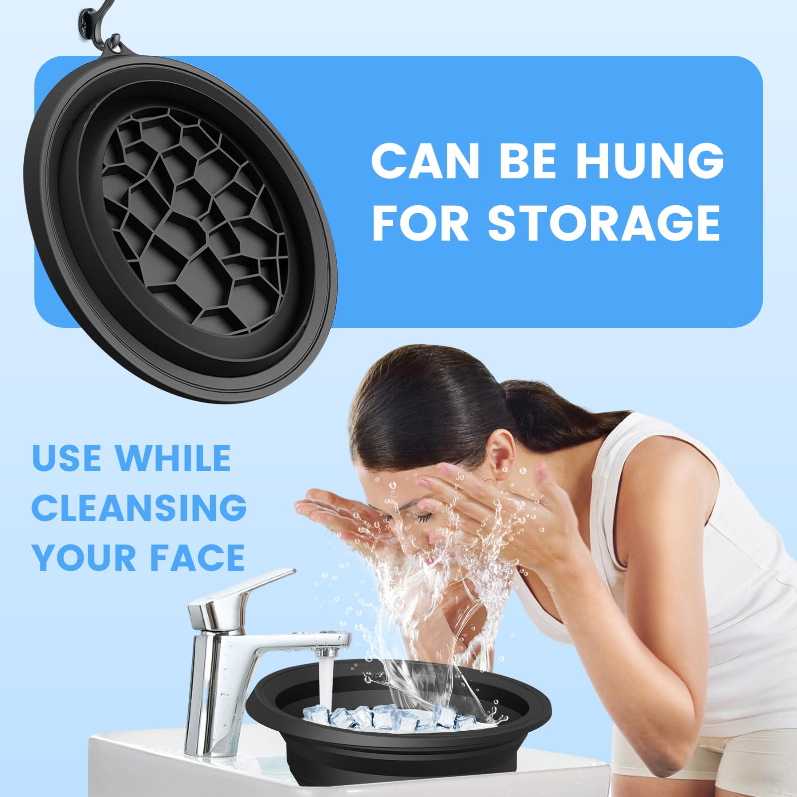 Cuenco Facial para Hielo, Cuenco de Hielo para Cara, Cuenco de Baño de Hielo Facial Silicona, Portátil Lavabo Plegable Cuenco Facial para Hielo Calmar la Piel