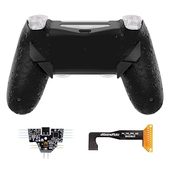 eXtremeRate Dawn Type-C Version Remap Kit for PS4 Slim Pro Controller JDM-040/050/055 with 6 Customizable Mapping Profiles, Textured Black Redesigned Back Shell and 4 Back Buttons - Without Controller