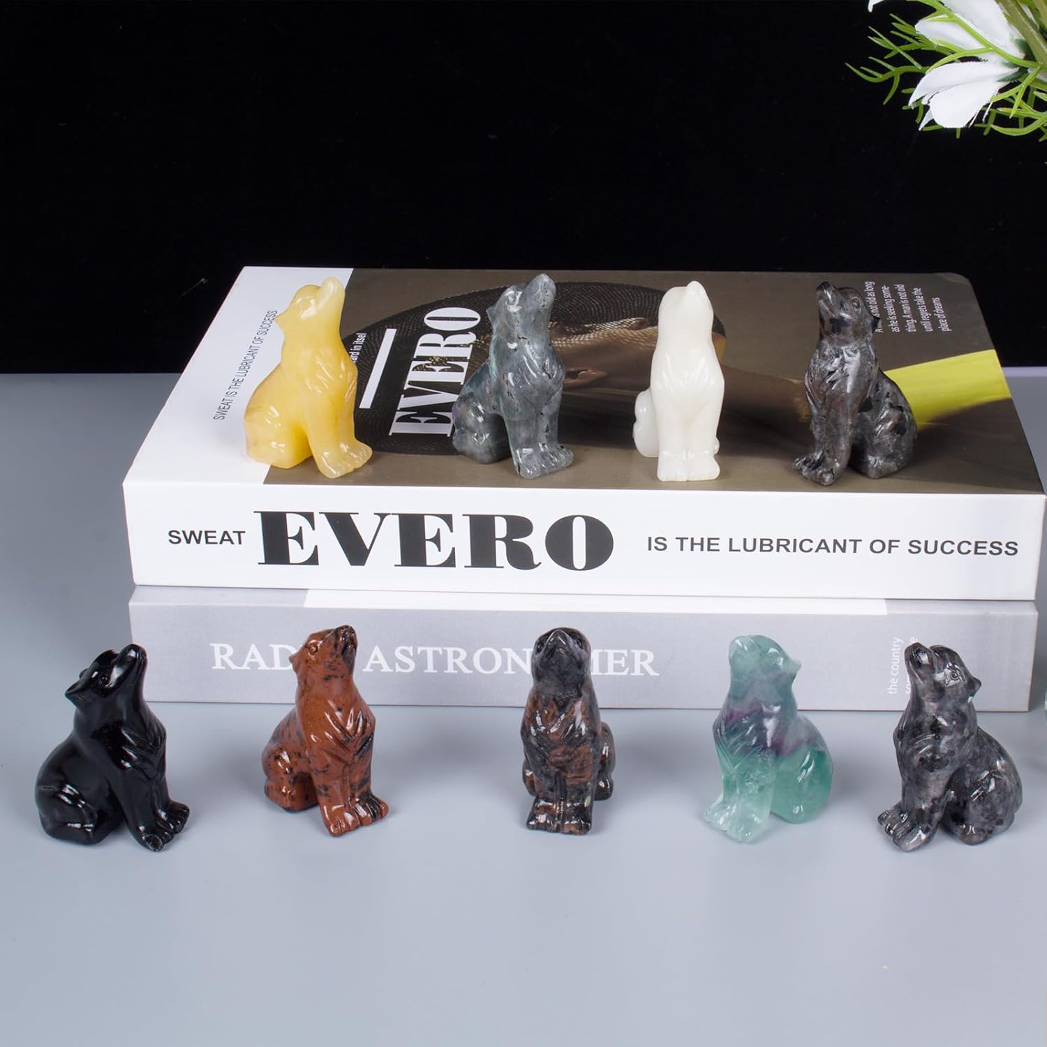 2 Inch White Jade Wolf Crystal Statue Wolf Decor Healing Crystal Wolf Figurines Hand Carved Stone Energy Gemstones for Luck Statue in Home and Office Meditation - Image 5