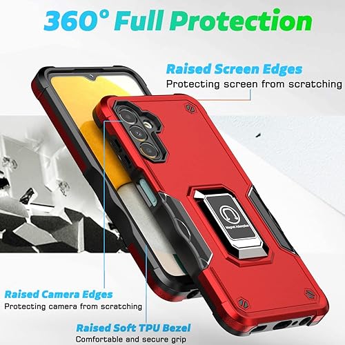 Miniatura 6 de Funda para Samsung Galaxy A14 5G con protector de pantalla y soporte magnético integrado para automóvil, a prueba de golpes, funda protectora para